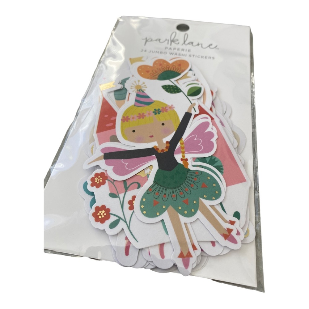NIP Park Lane Paperie 24 JUMBO WASHI STICKERS Fairy Sparkle Castle Princess